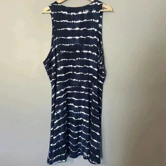 Athleta Santorini Thera Print Dress‎ Tie Dye Blue Stripe Navy Blue Plus Size 2X - Picture 5 of 9